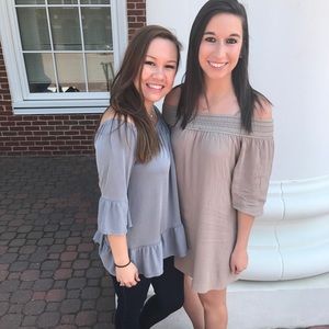 Beige Off the shoulder/Strapless dress